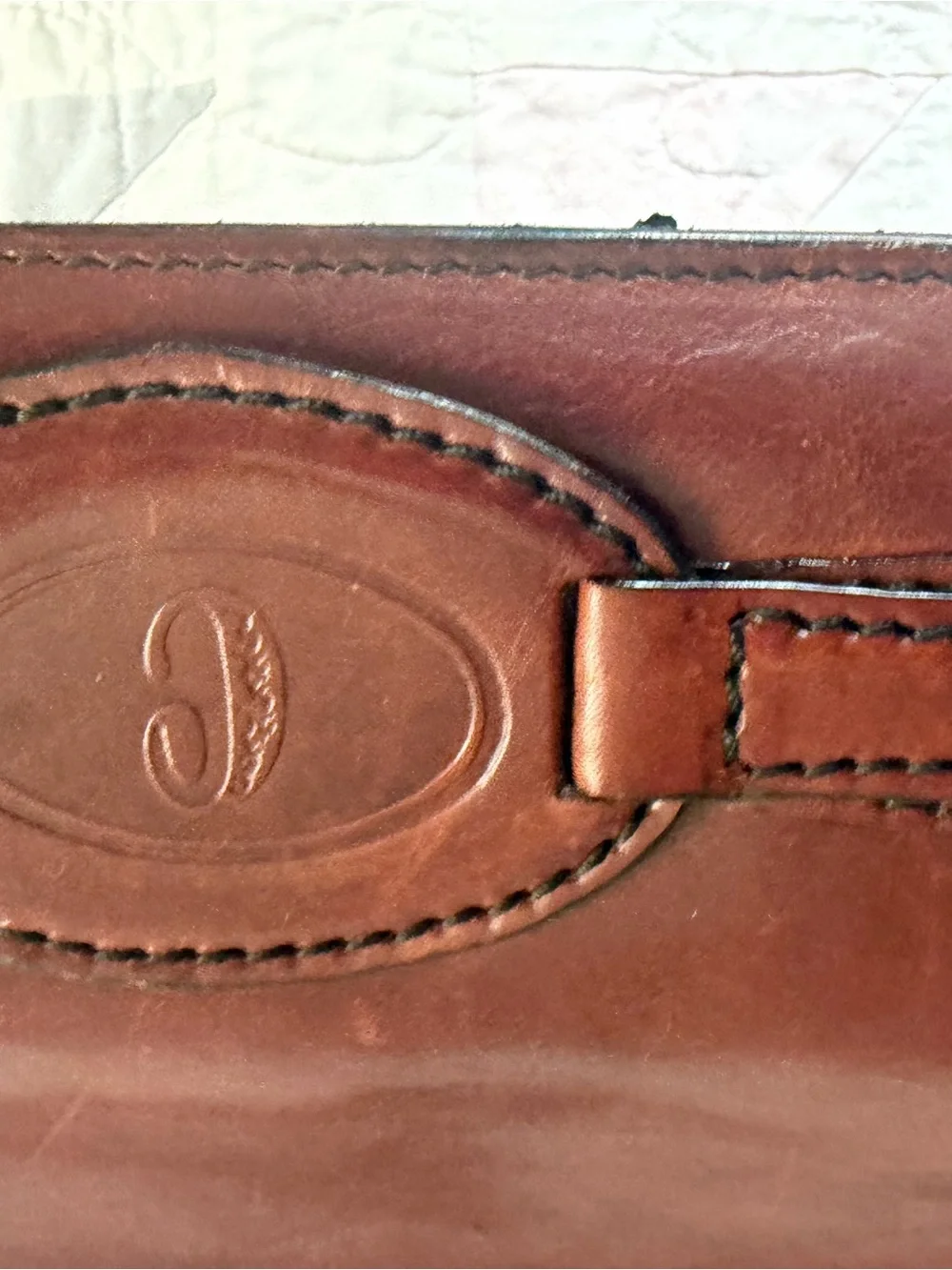 Brown Leather Structured Top-Handle Bag